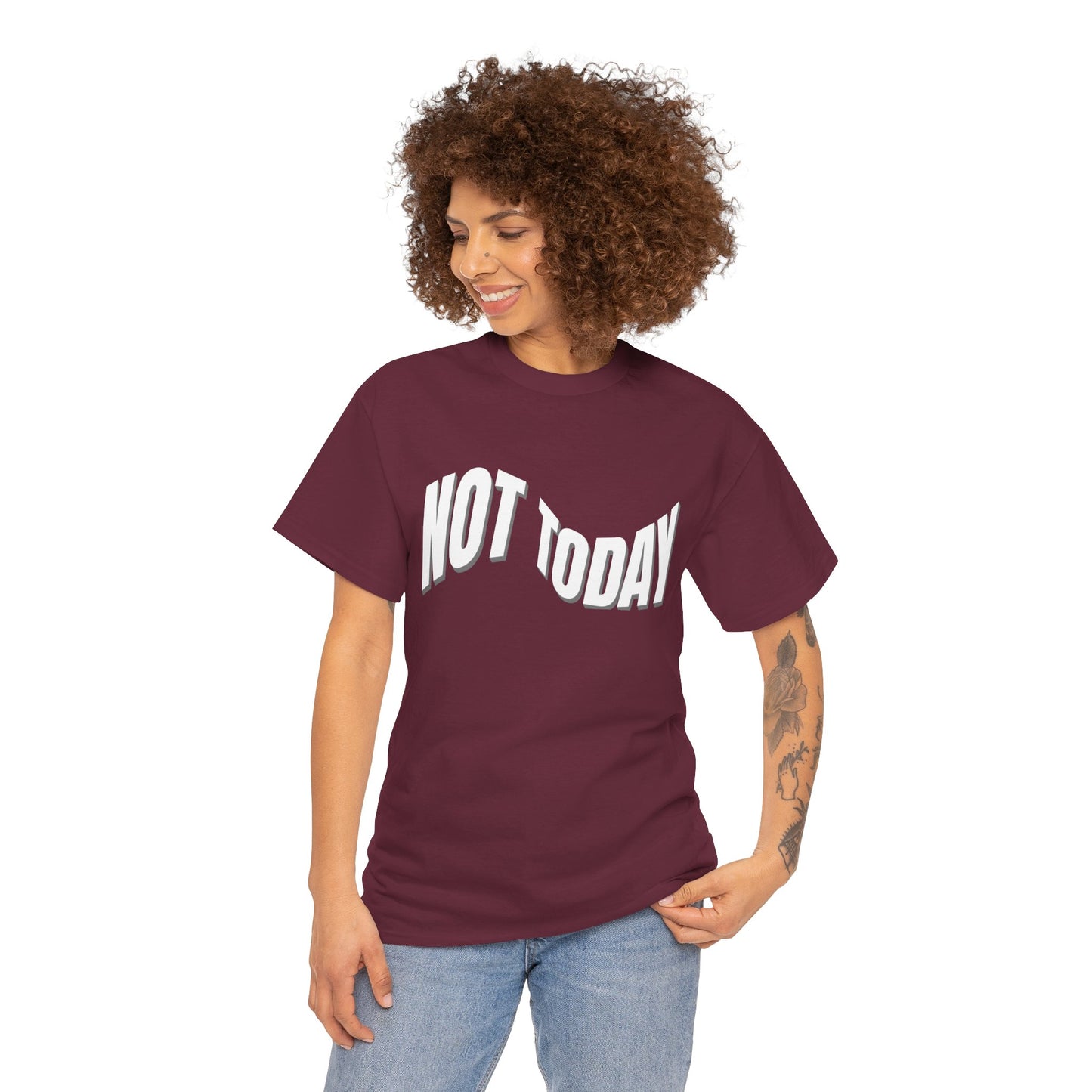 Not Today Unisex Heavy Cotton Tee | Casual Statement Tee, Gift for Friends, Humor Apparel, Everyday Comfort, Black T-Shirt