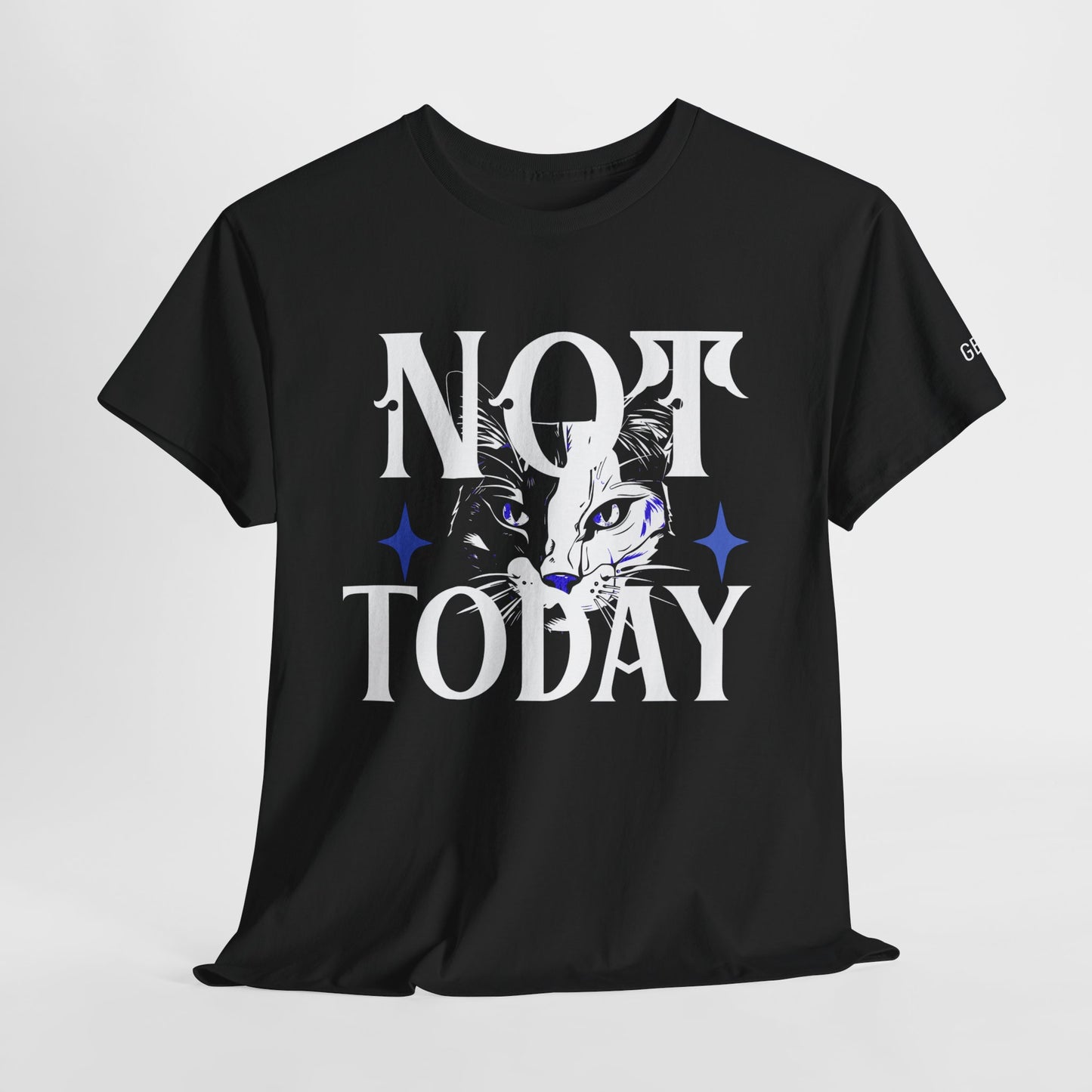 Unisex Heavy Cotton Tee - Not Today Graphic T-Shirt, Casual Wear, Gift for Cat Lovers, Daily Motivation, Comfortable Everyday Tee