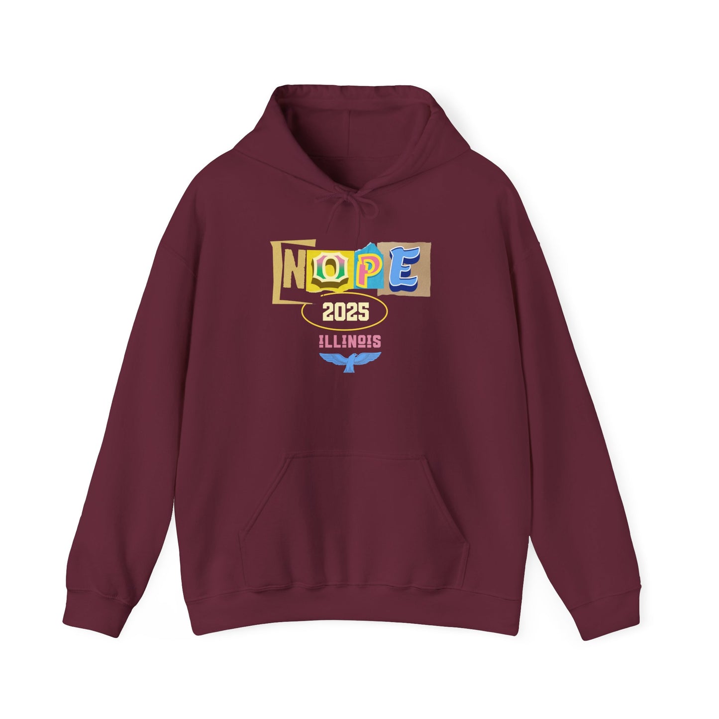 Colorful 'NOPE' Unisex Hooded Sweatshirt, Cozy Casual Wear, Perfect for Lounging, Gift for Friends, Holiday Fashion
