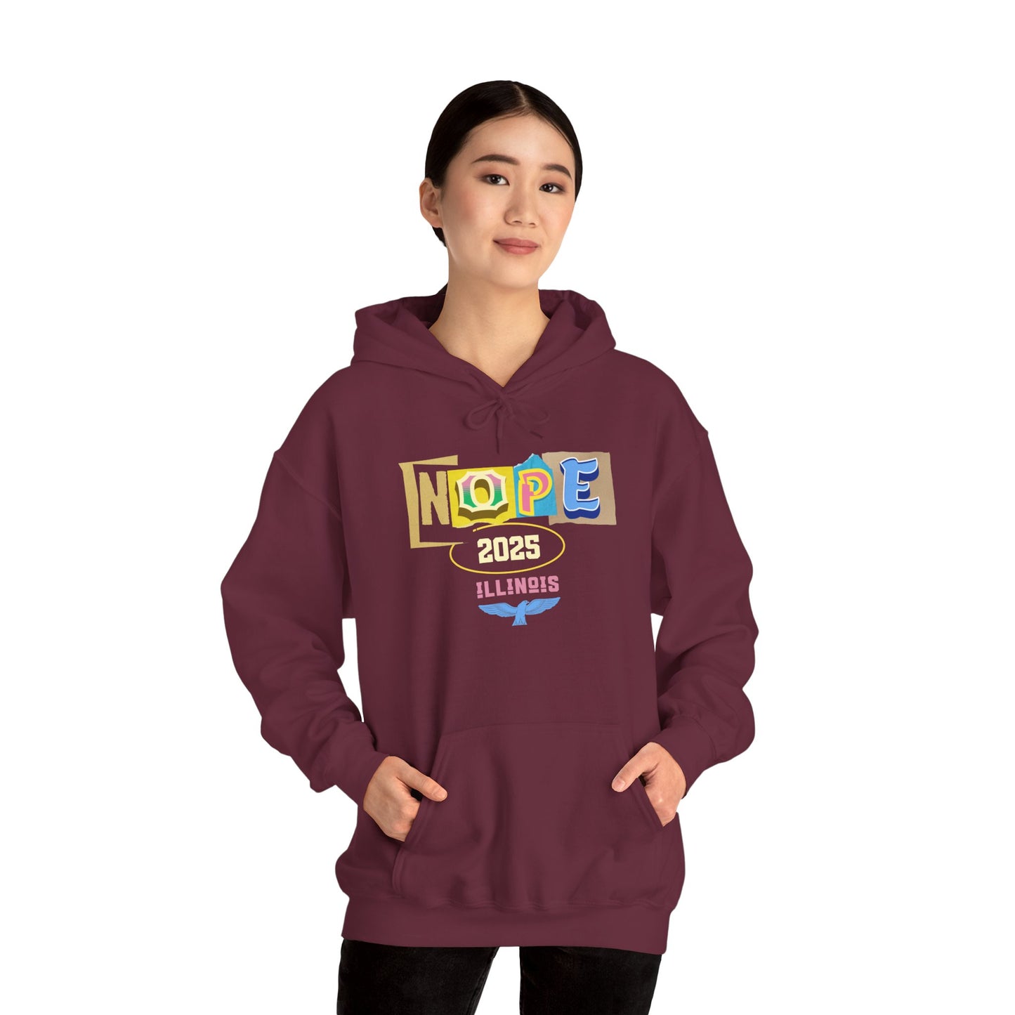 Colorful 'NOPE' Unisex Hooded Sweatshirt, Cozy Casual Wear, Perfect for Lounging, Gift for Friends, Holiday Fashion