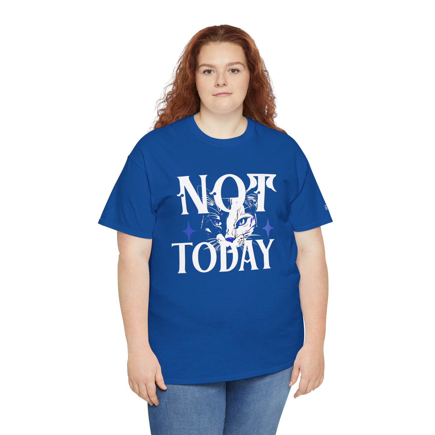 Unisex Heavy Cotton Tee - Not Today Graphic T-Shirt, Casual Wear, Gift for Cat Lovers, Daily Motivation, Comfortable Everyday Tee
