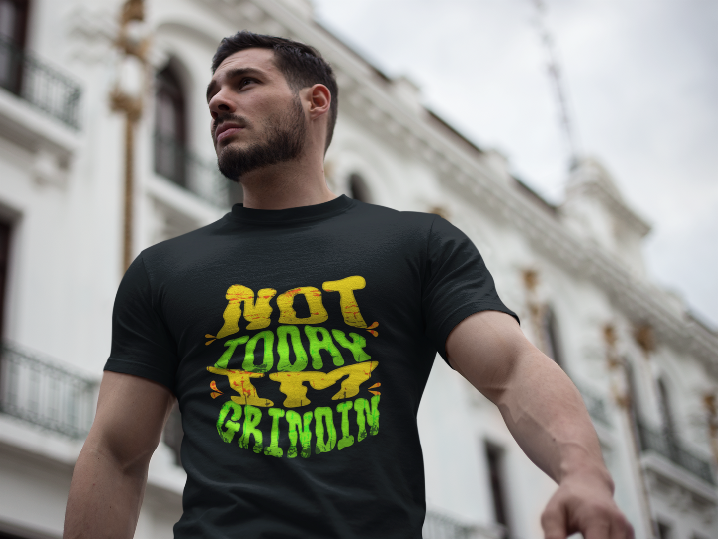 Unisex Heavy Cotton Tee with 'Not Today I'm Grindin' Print, Casual Wear, Graphic Tee, Statement Shirt, Motivation Apparel, Everyday Fashion
