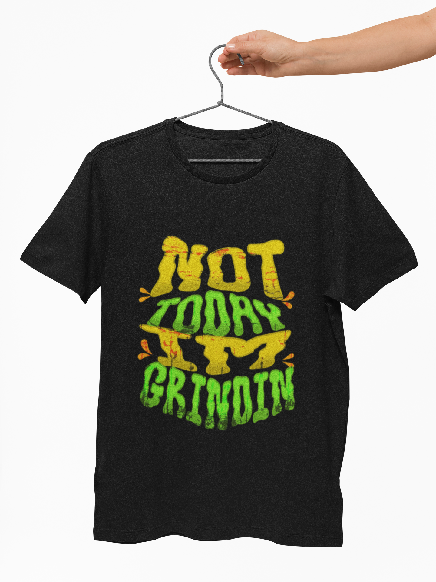 Unisex Heavy Cotton Tee with 'Not Today I'm Grindin' Print, Casual Wear, Graphic Tee, Statement Shirt, Motivation Apparel, Everyday Fashion