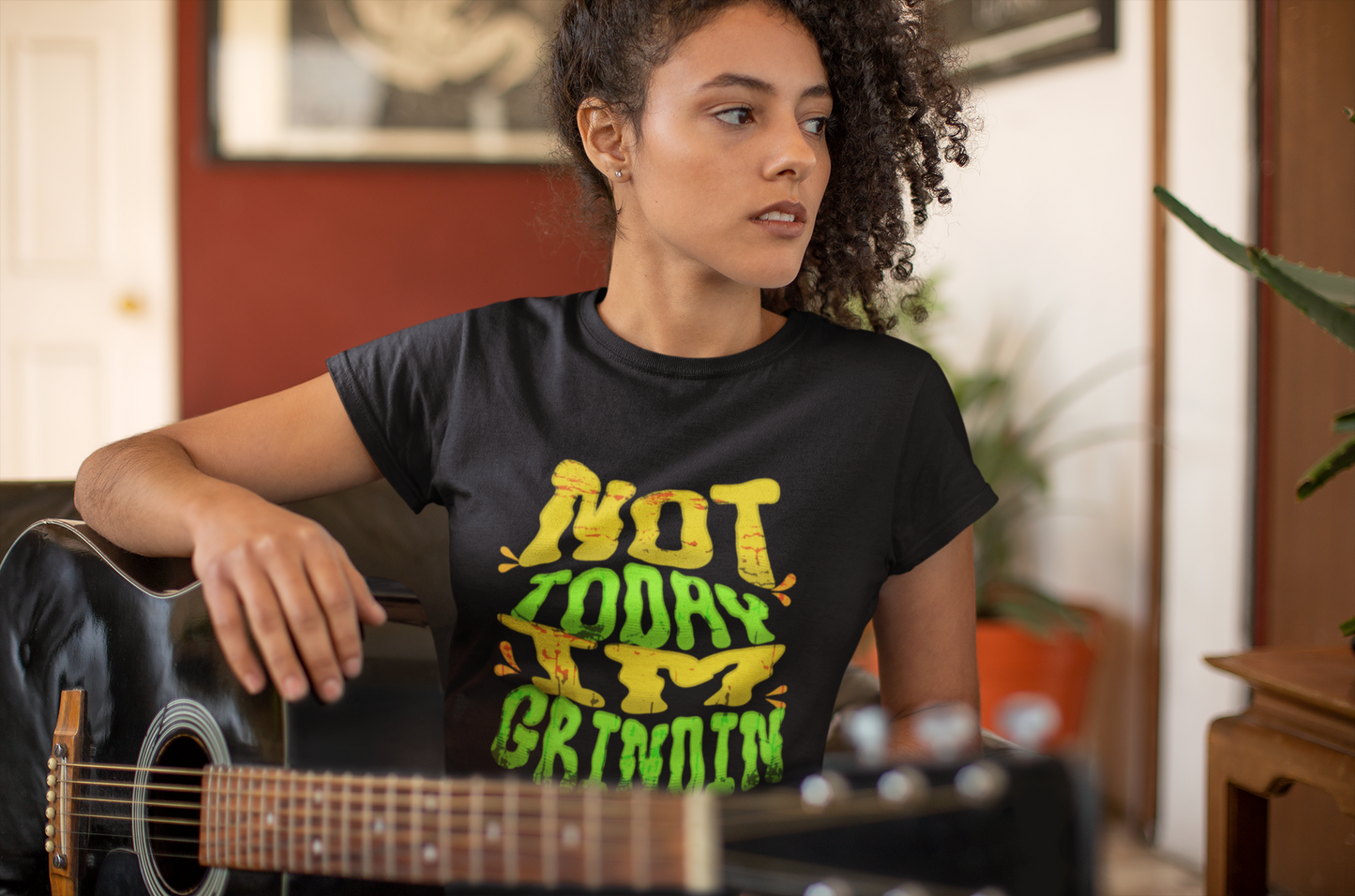 Unisex Heavy Cotton Tee with 'Not Today I'm Grindin' Print, Casual Wear, Graphic Tee, Statement Shirt, Motivation Apparel, Everyday Fashion