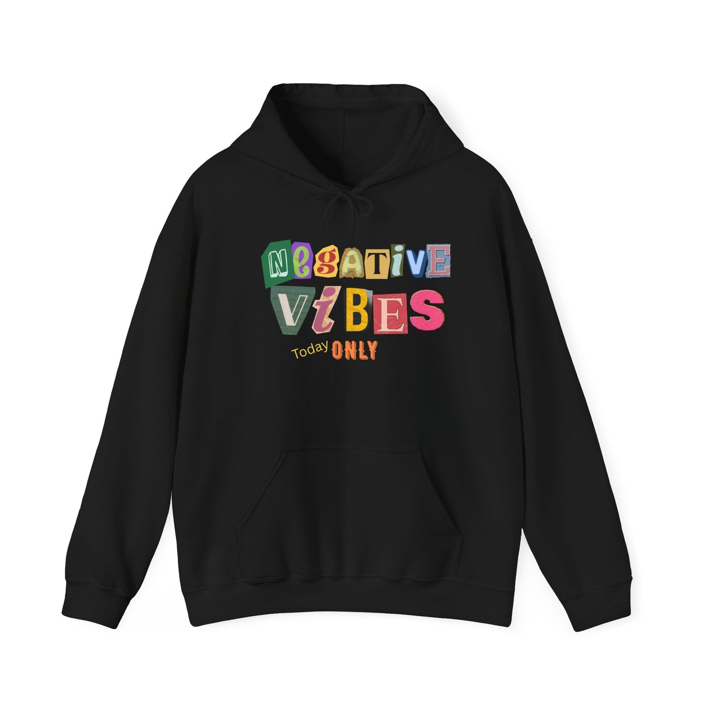 Negative Vibes Hoodie - Unisex Heavy Blend Sweatshirt, Casual Outfit, Gift for Friends, Mood Apparel, Statement Clothing