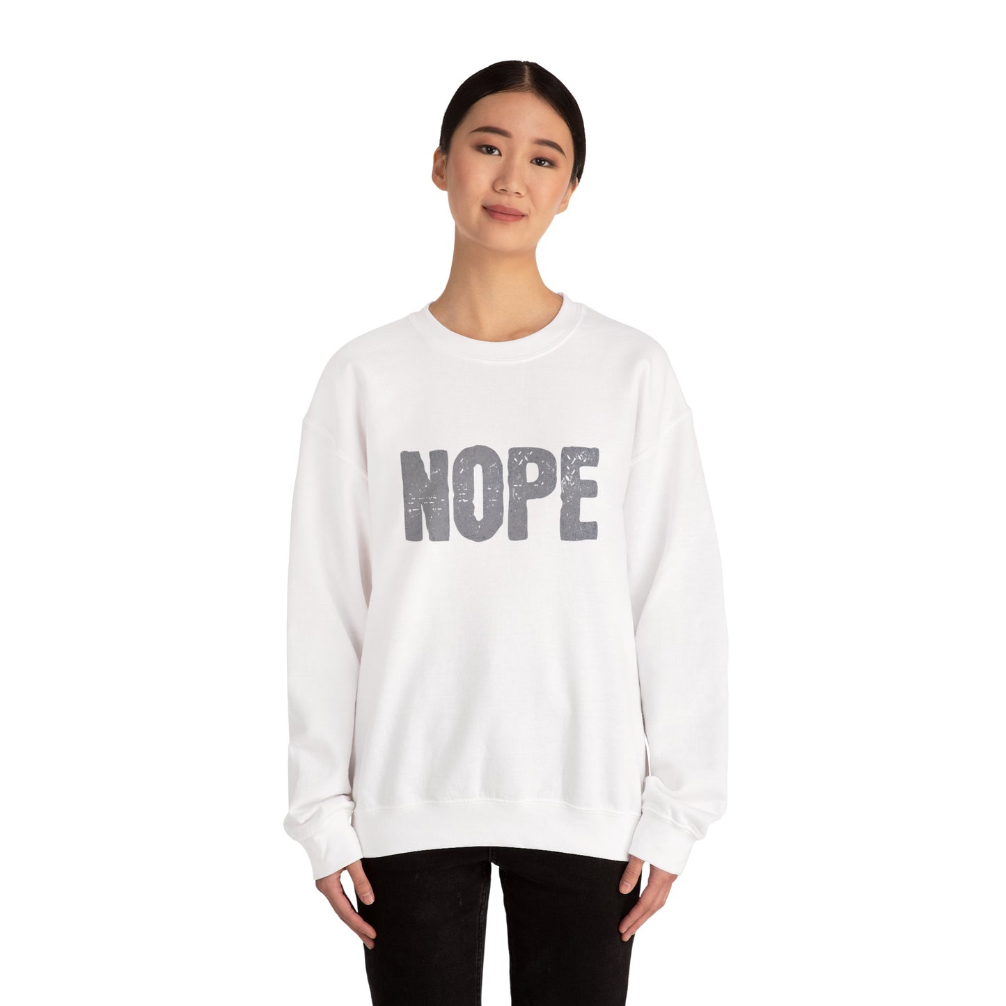 Comfy Unisex Sweatshirt with Fun 'NOPE' Statement - Casual Wear, Gift for Him/Her, Cozy Outfit, Humor Apparel, Relaxing Style