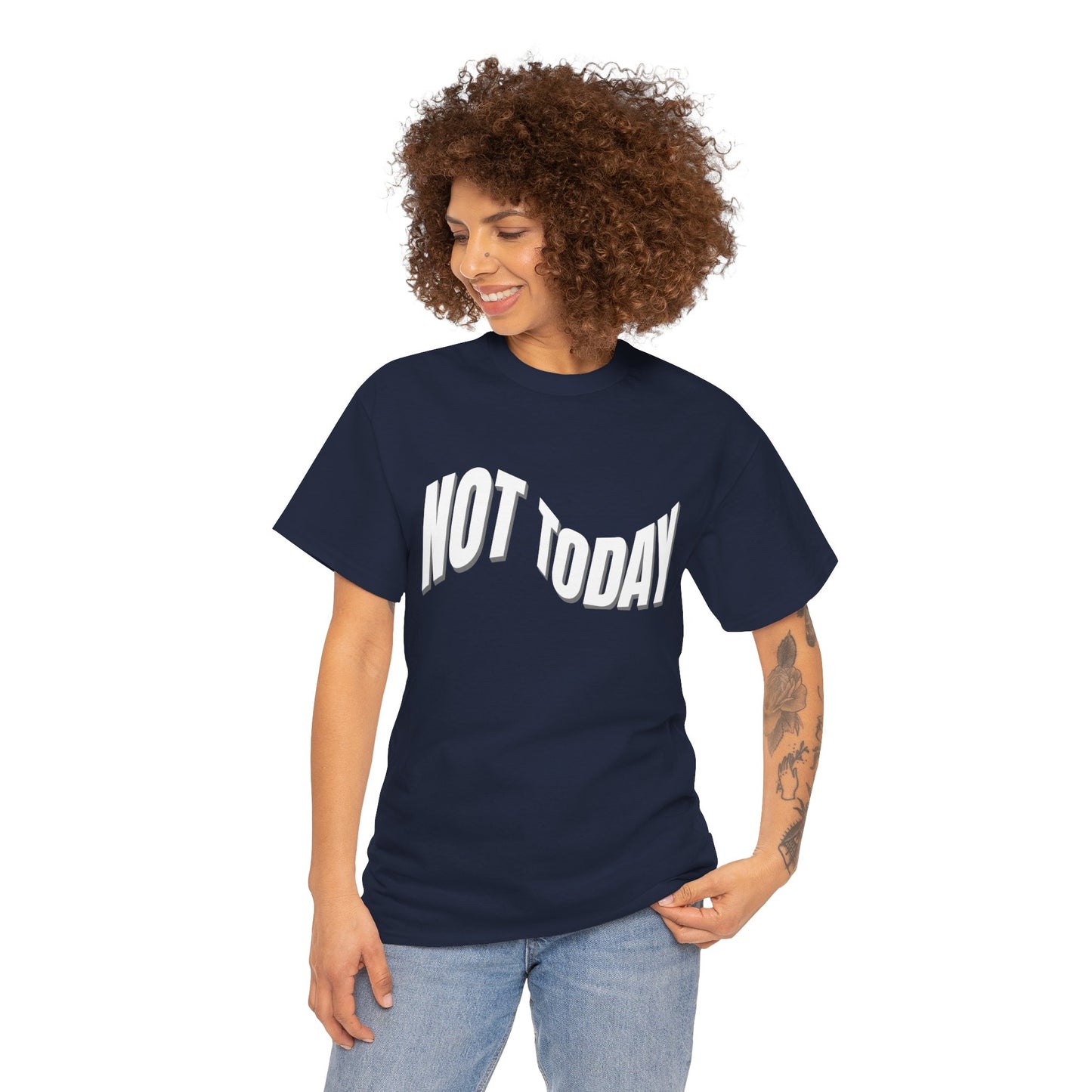 Not Today Unisex Heavy Cotton Tee | Casual Statement Tee, Gift for Friends, Humor Apparel, Everyday Comfort, Black T-Shirt