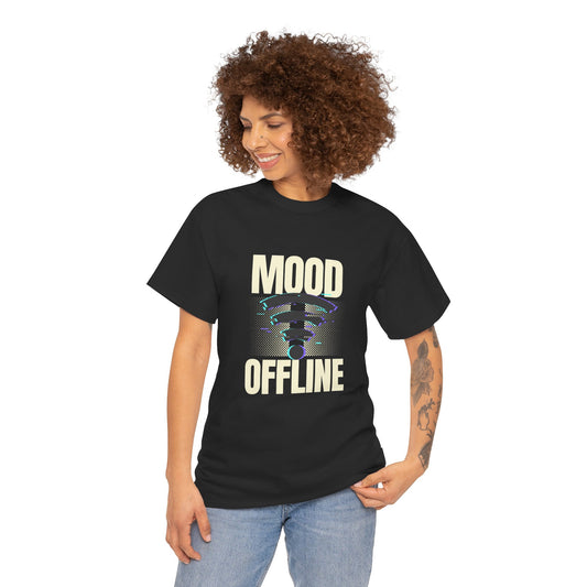 Mood Offline Unisex Heavy Cotton Tee | Casual Wear, Gift for Friends, Relaxing Vibes, Tech Break, Comfortable Tee