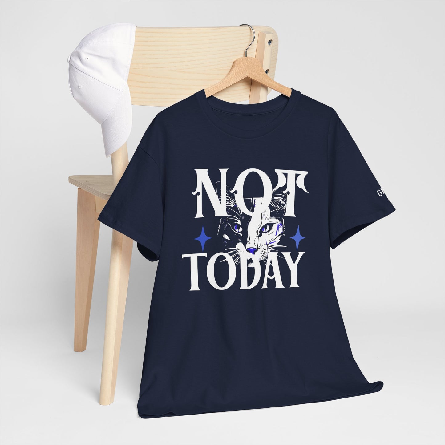 Unisex Heavy Cotton Tee - Not Today Graphic T-Shirt, Casual Wear, Gift for Cat Lovers, Daily Motivation, Comfortable Everyday Tee