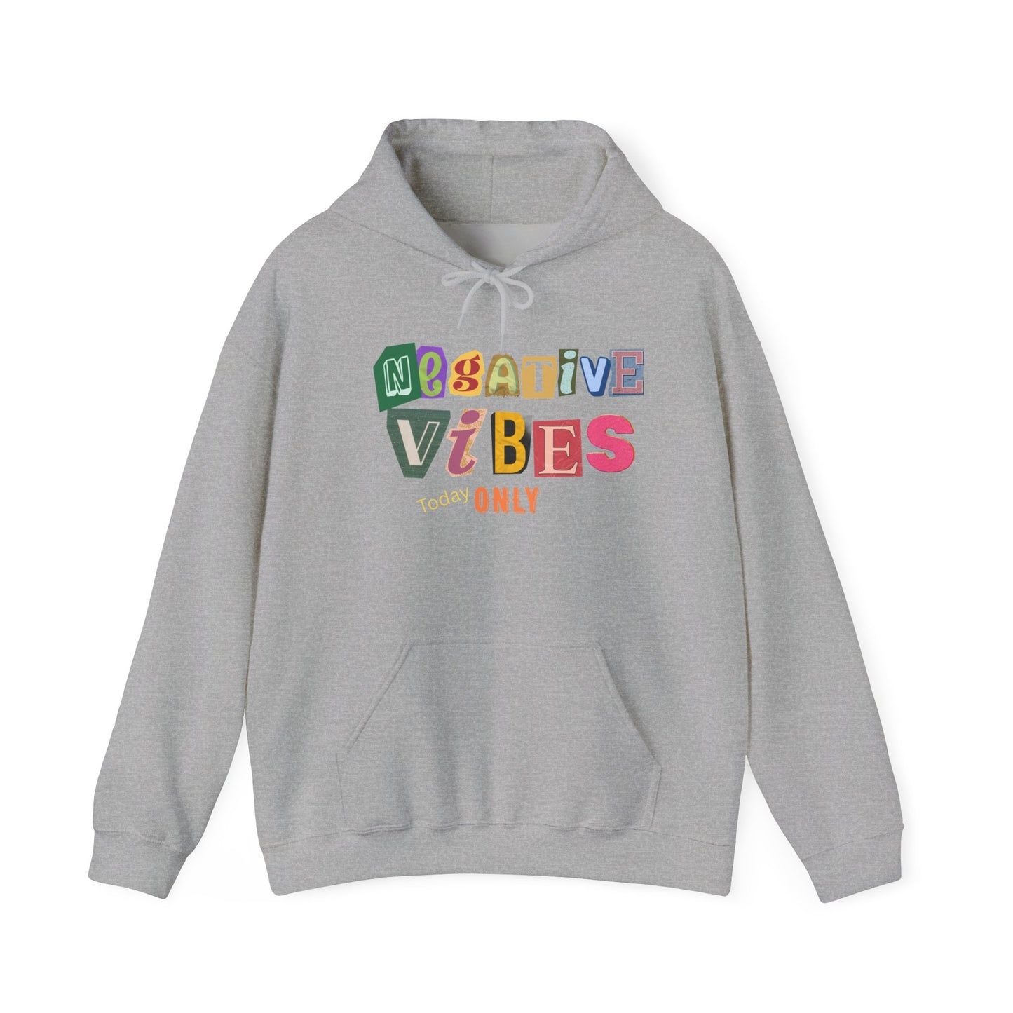 Negative Vibes Hoodie - Unisex Heavy Blend Sweatshirt, Casual Outfit, Gift for Friends, Mood Apparel, Statement Clothing