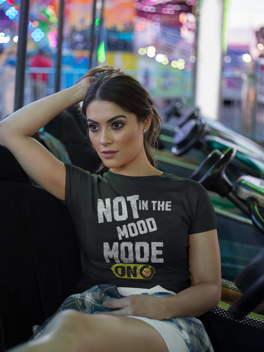 Women's Crop Tee - "Not in the Mood" Graphic Shirt, Casual Fashion, Gift for Her, Humor Tee, Everyday Wear, Mood Shirt