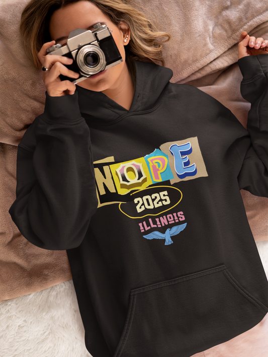 Colorful 'NOPE' Unisex Hooded Sweatshirt, Cozy Casual Wear, Perfect for Lounging, Gift for Friends, Holiday Fashion